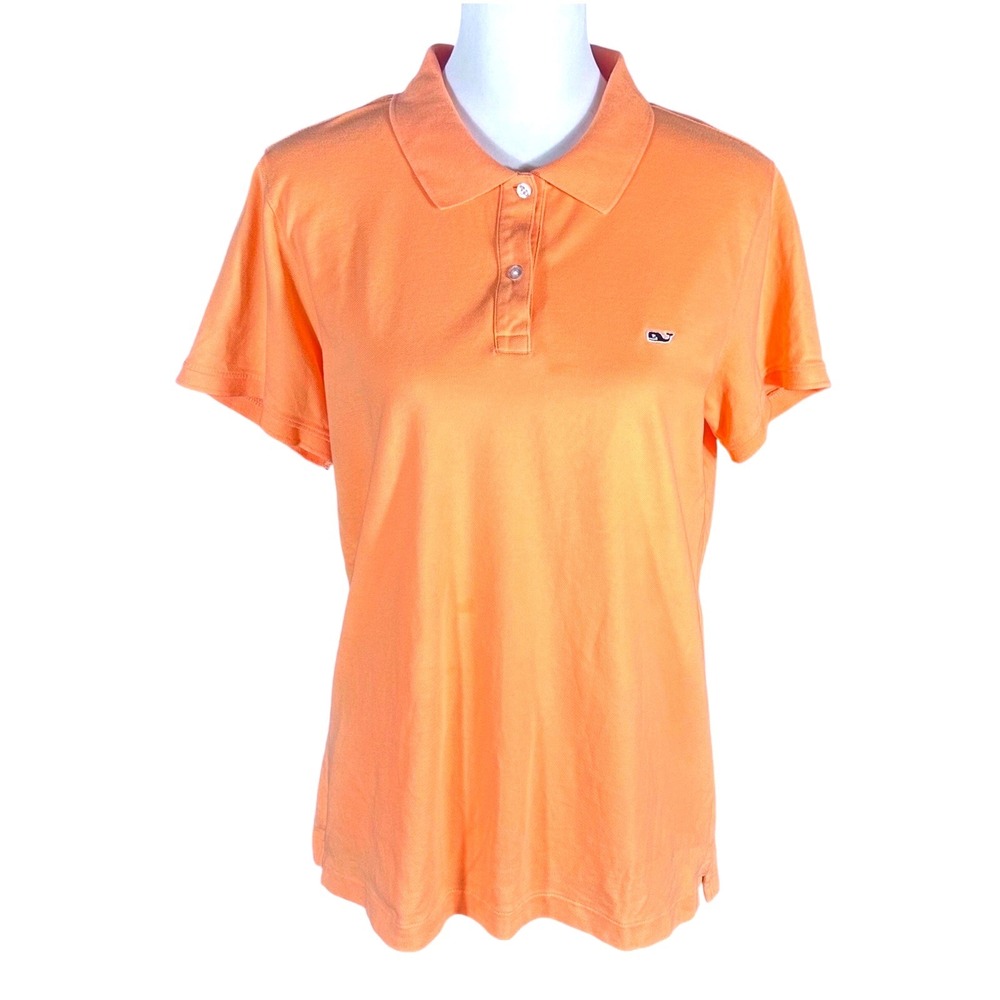 Vineyard Vines Polo Shirt Womens L Orange Short Sleeve Cotton Blend 2K0092